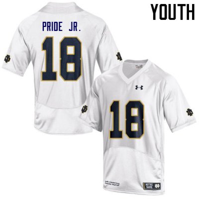 Notre Dame Fighting Irish Youth Troy Pride Jr. #18 White Under Armour Authentic Stitched College NCAA Football Jersey VEC8399YS